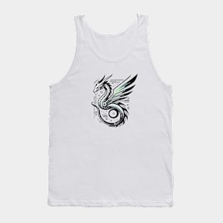 Silver Punk Dragon Cyber Punk Cool Dragon Design Tank Top